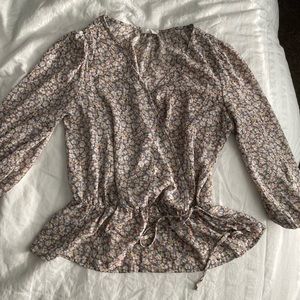 Light Pink Floral Button Top Blouse Size Medium